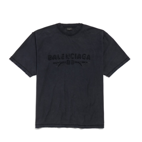 Balenciaga 뉴 이어 시리즈 25 - 미디엄 핏 인사이드-아웃 티셔츠 페이드 블랙