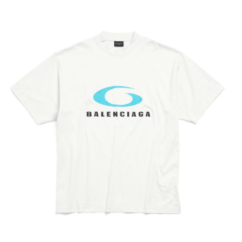 Balenciaga 발렌시아가 루프 스포츠 아이콘 미디엄 핏 티셔츠 더티 화이트/블루
