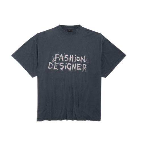 Balenciaga 패션 디자이너 오버사이즈 티셔츠 페이디드 블랙
