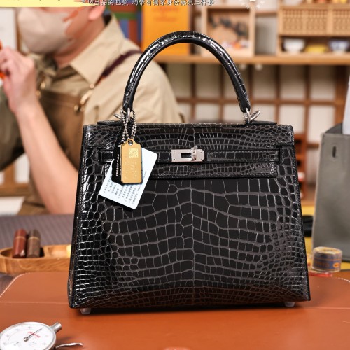 에르메스 순수공 최고퀄리티 Hermes Kelly 25 Glossy Alligator